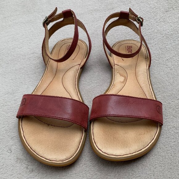 Born Alice Ankle Strap Leather Flat Sandals Sz8 - Picture 5 of 16